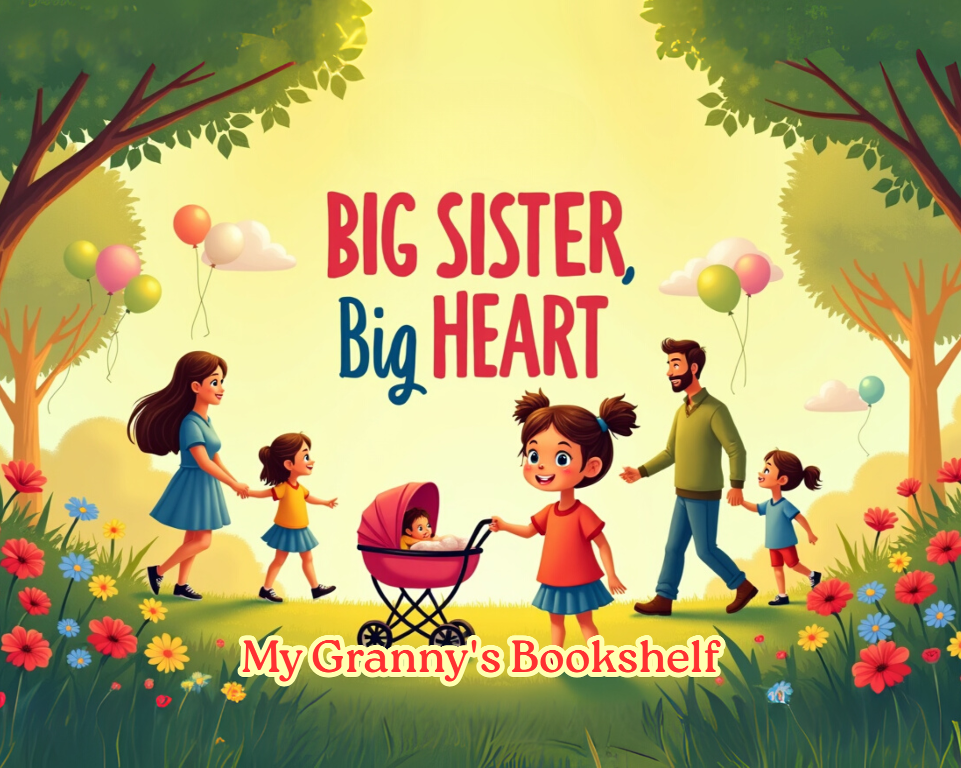 Book cover of 'Big Sister, Big Heart' by My Granny's Bookshelf personalized heartwarming story of looking forward to a new baby sibling